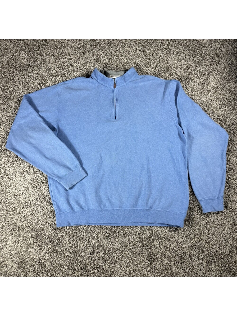 Peter Millar Sweater Mens 2XL Light Blue Golf Quarter Zip Cotton